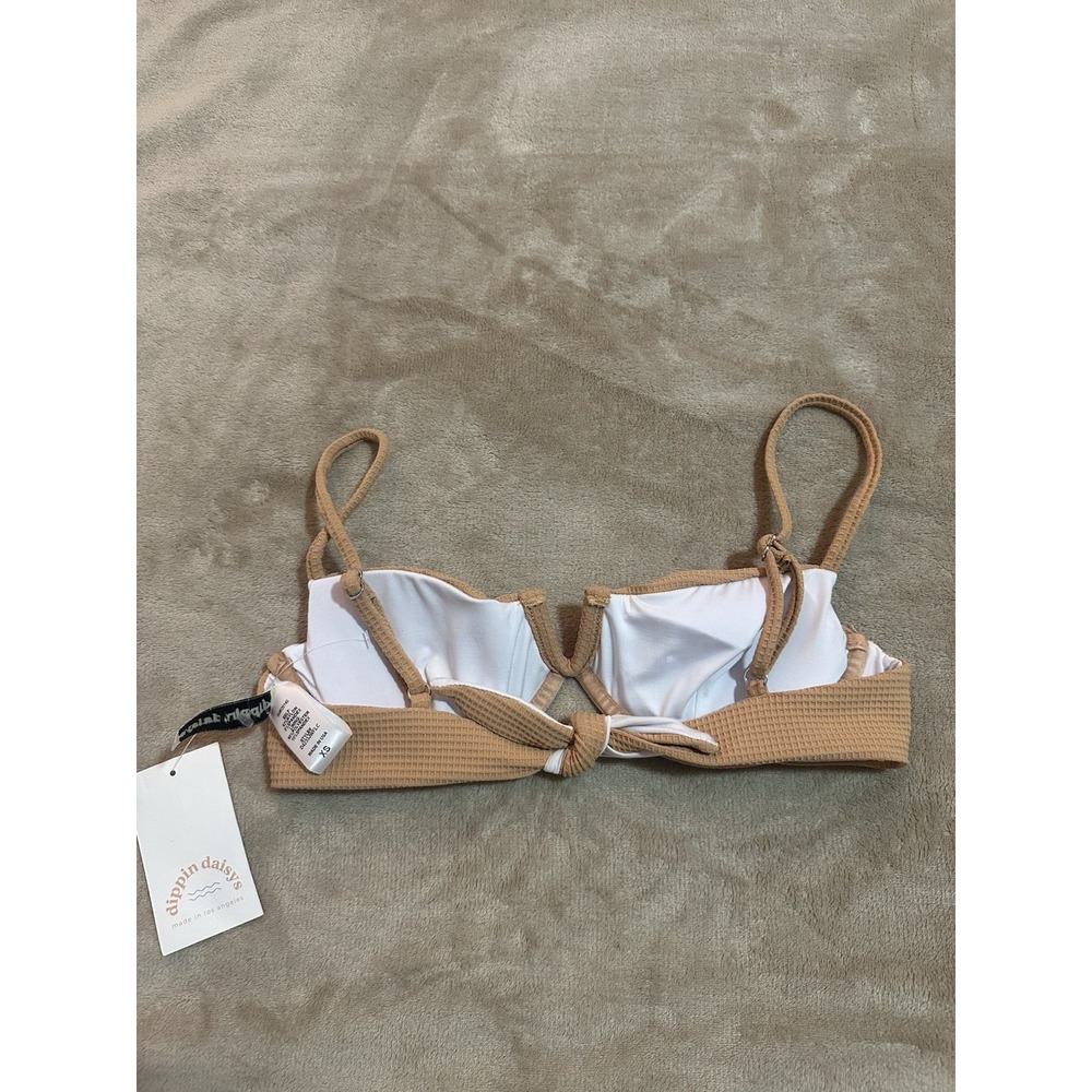 NWT Dippin Daisy's Waffle Texture Bikini Set Nude Tan XS Underwire‎ High Cut - Picture 3 of 6